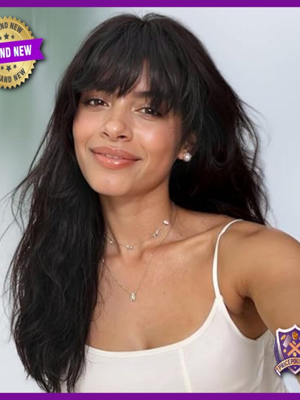 18-inch Brazilian Human Hair Wig with Bangs, Glueless Wear & Go Design